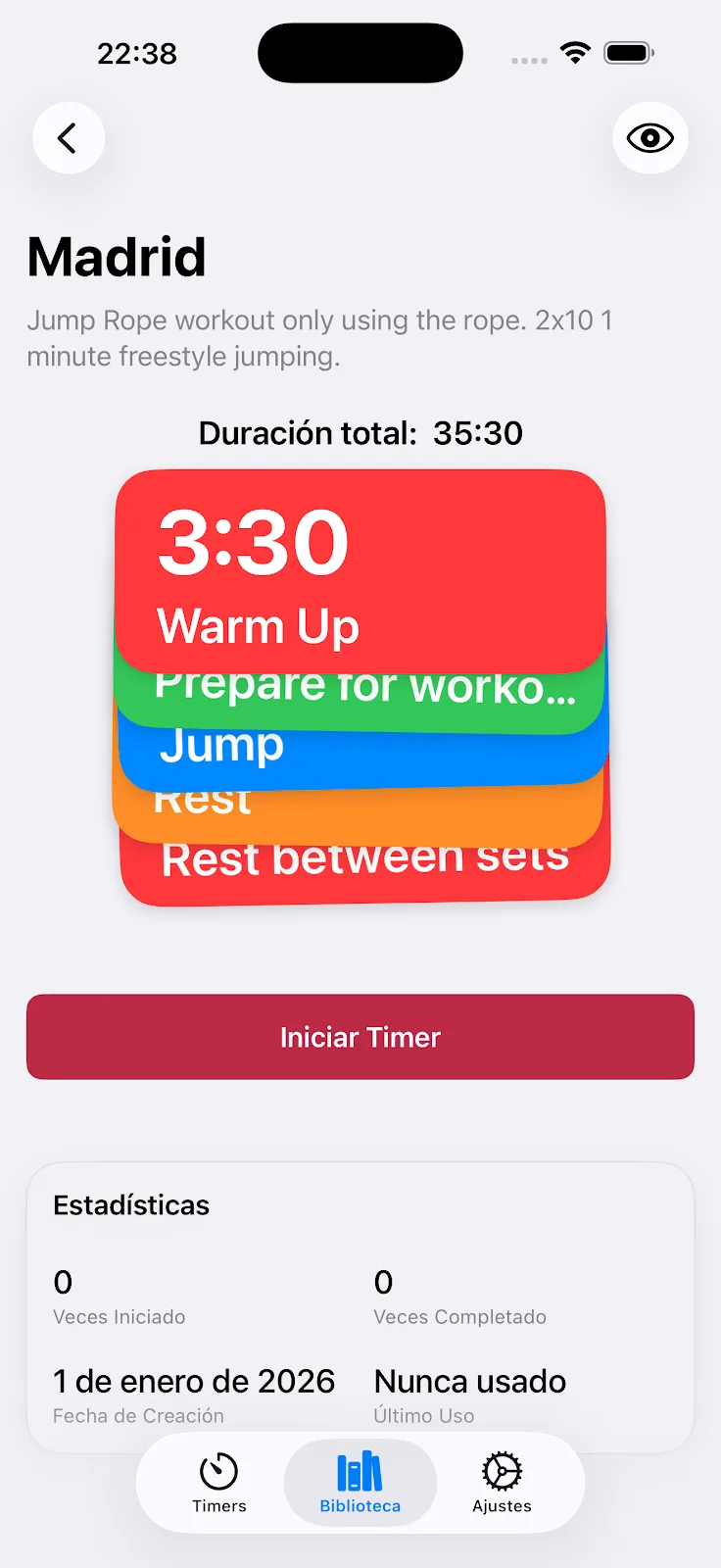 myTimer premium interval workout screen screenshot