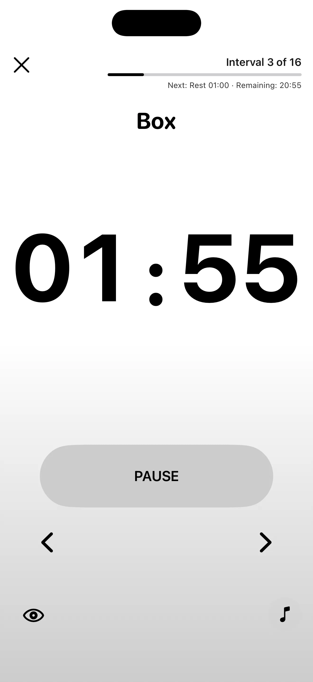 myTimer workout timer screen screenshot